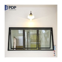 Toldo de aluminio personalizado PDP, diseño moderno, estilo de persiana oscilante de triple acristalamiento con cortina de vidrio