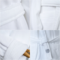 Robe Kimono Unisexe à Col, Double Face, Blanche, Respirante et Douce, pour Cadeau d'Entreprise et de Marché, Ceinturée, Service OEM
