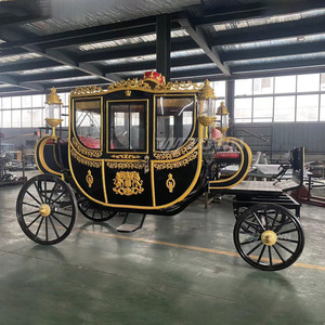 British Style Luxury Modern Durable Low Prices Horse Carriage Royal Black Gold <b>Buggy</b> Outdoor Service Cart - Product Image 6