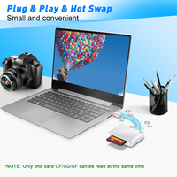 Portable Plug-and-Play USB 3,0 de alta velocidad 5Gbps 3-en-1 CF SD TF lector de tarjetas para instalación externa de computadora portátil