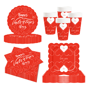 Juego de Vajilla DAMAI para el Día de San Valentín, Platos de Papel para el Día de San Valentín, Platos y Servilletas para Fiestas Románticas para 8 Personas - Product Image 3