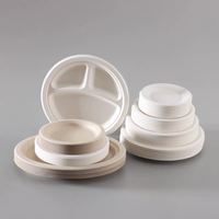 Assiettes jetables biodégradables à 3 compartiments, robustes, en pulpe de canne à sucre, écologiques, pour restaurants (vente en gros)