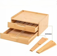 Organisateur de capsules de café en bambou minimaliste moderne, boîte de rangement en bois à double tiroir, base de machine à café pour comptoir