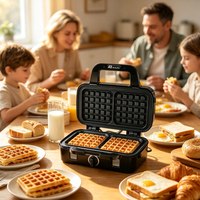 Anbolife 2026 – Machine à gaufres et sandwichs numérique, presse à petit-déjeuner, revêtement antiadhésif double en acier inoxydable, fabrication OEM/ODM