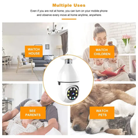 Cámara de Seguridad Inalámbrica Wifi Fisheye OEM, Sensor CMOS PTZ Interior, Unidad de Inclinación y Giro, Visión Nocturna, Audio, Tarjeta SD, Cámara Tipo Bombilla para el Hogar