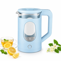 Bouilloire électrique 2,3 L 1500 W Prise UE Bleue Sans Fil avec Fenêtre Visible en Verre pour Cuisine et Bureau Fournisseur en Gros Usine OEM