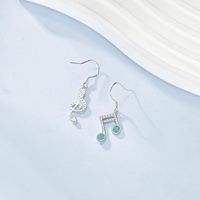 Boucles d'oreilles en argent sterling 925 Turquoise Music Note Drop Bijoux élégants en opale pour femmes pour les mariages et les fêtes