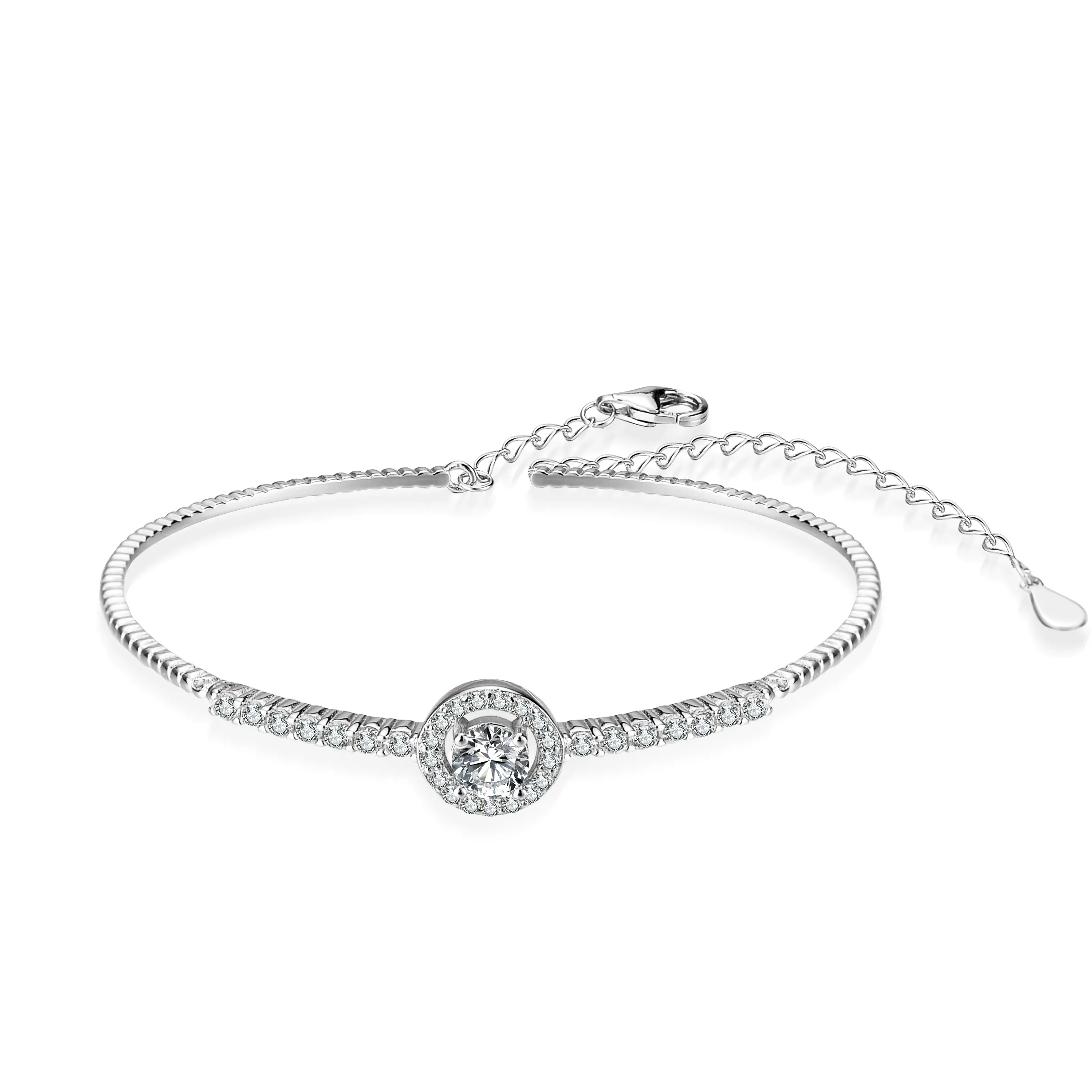 Pulseira clássica moissanite tênis para mulheres, prata esterlina ajustável braceletes & pulseiras joias da moda do natal