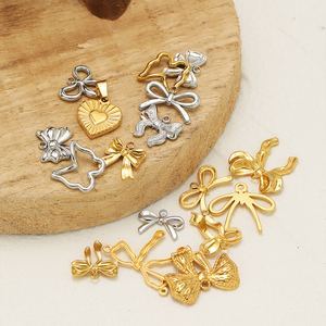 Liontin Baja Anti Karat Berlapis Emas Bentuk Pita, Bebas Karat, untuk Pembuatan Perhiasan, Gelang, Kalung, Liontin DIY - Product Image 2