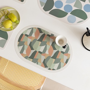 Mantel Individual estampado de diseño original, PVC geométrico de Mantel Individual, juego de manteles impermeables para mesas de decoración - Product Image 4
