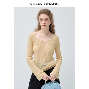 Maglietta a Maniche Lunghe da <span class=keywords><strong>Donna</strong></span> VEGA CHANG con Collo Annodabile e Tessuto <span class=keywords><strong>Trasparente</strong></span>, Vestibilità Slim, Tessuto Morbido per Uso Quotidiano Casual - Product Image 4