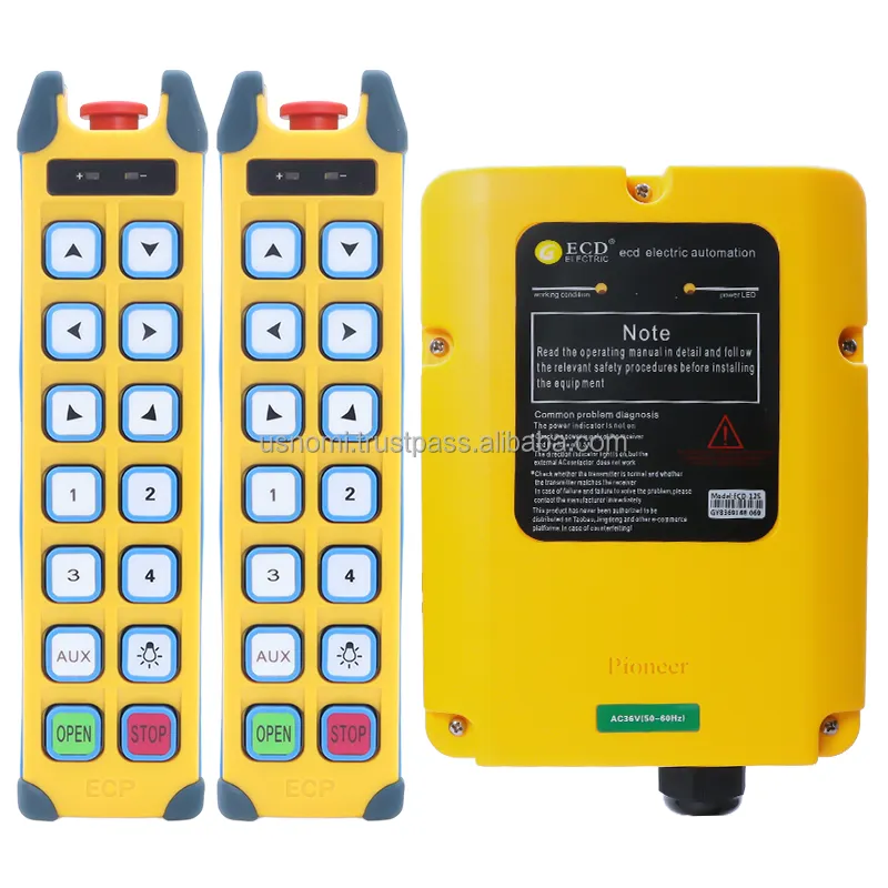 ECD-12S + 2 pemancar 1 penerima industri hoist nirkabel radio remote control tahan air tombol tekan