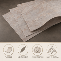 Revêtement mural flexible en pierre imitation travertin beige crème 600x1200mm pour l'intérieur des villas et les murs de réception, panneau MCM