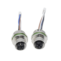 Conectores M12 Hembra 8 pines Terminal Arnés de cables Enchufes de cable de aviación Montaje en panel M12 Conector impermeable codificado en X con cable