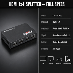 Divisor HDMI 1 Entrada 4 Salidas 1080P Full HD 1x4 Amplificador de Distribución de Video para HDTV Monitor Proyector XBOX - Product Image 4