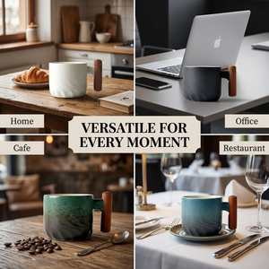 Tasses à café <span class=keywords><strong>expresso</strong></span> en céramique avec poignée en bois créative de haute qualité, logo personnalisé Kingze, 150 ml - Product Image 5