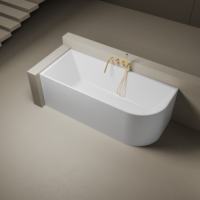 Baignoire autoportante en acrylique moderne pour hôtel, de forme carrée, à bords étroits et arquée, pour salle de bain d'hôtel