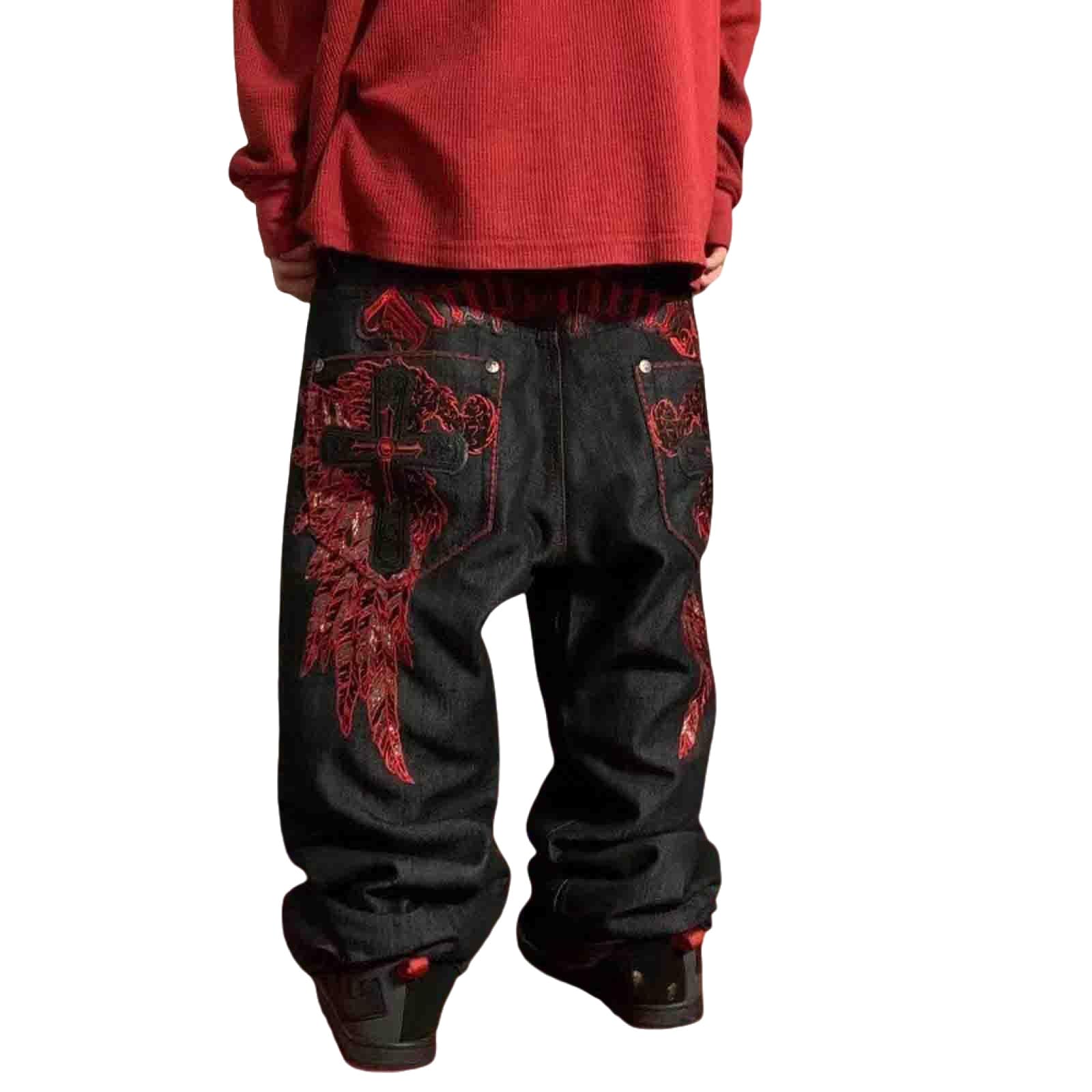 italy製 skull studs design denim jeans Custom Handmade Skull Punk Grunge Rock Chain Emo Goth Metal