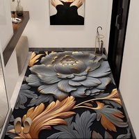 Crystal Velvet Dark Floral Area Rugs Printed Carpet Floor Mat for Living Room Bedroom Entryway Home Decor Wholesale Supplier B2B
