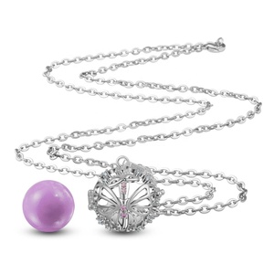 Fleur Fée Papillon Rose Cristaux Argent Perle Cage Ange Appelant Pendentif Harmonie Boules pendentif - Product Image 5