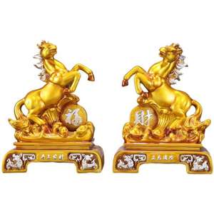 Adornos de caballo de resina epoxi dorada, arte popular, sala de estar de la suerte y oficina, decoración de estudio, artesanías, regalos de apertura - Product Image 5