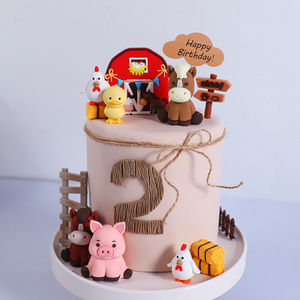 Simpatici felici idilliaci fattoria Pony maiale pulcino anatra pagliai in plastica morbida decorazioni per torta di <span class=keywords><strong>buon</strong></span> <span class=keywords><strong>compleanno</strong></span> torta articoli da te - Product Image 3