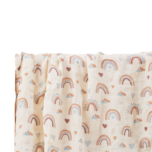 Custom Logo Muslin Swaddle Bamboo Cotton Fabric Blanket with <strong>Rainbow</strong> Pattern Baby Blanket for Muslim Baby <strong>Bedding</strong> - Product Image 1