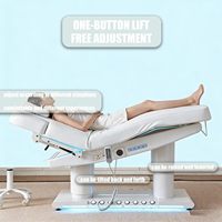 Table de Massage et Soin Visage Spa à Base Lumière Ambiante, Colonne Double Or, Système de Chauffage Intelligent, Relevage Monobouton