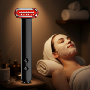 Appareil de beauté à usage domestique à la maison resserrement de la peau Vibration tenu dans la main masseur de levage de visage rechargeable en acier inoxydable - Product Image 1