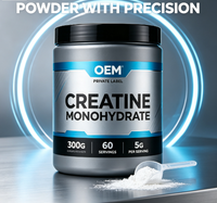 Créatine monohydrate en poudre OEM 300g Haute pureté Complément alimentaire pour adultes Croissance musculaire Énergie Soutien immunitaire Sans saveur