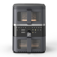 12L Grand 5L + 7L Double Poignée Tiroir Double Pot Four Acier Cavité Boîtier Plastique 2200W Fenêtre Visuelle Double Stack Air Fryer