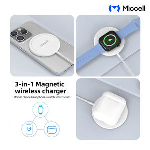 <span class=keywords><strong>Cargador</strong></span> Inalámbrico Magnético 3 en 1 Miccell, Carga Rápida de 15W para Móviles iPhone, AirPods y Relojes Inteligentes - Product Image 3