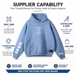 Sudadera con logo bordado personalizado en la espalda, color sólido, estilo casual urbano, unisex, tejido grueso de felpa francesa. - Product Image 5