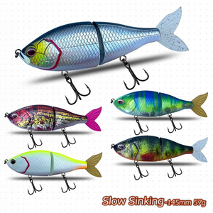 Runtoo 145mm 57g <span class=keywords><strong>Leurre</strong></span> Articulé Wobbler à <span class=keywords><strong>Queue</strong></span> <span class=keywords><strong>Souple</strong></span>, Coulant Lent, pour Pêche au Bar - Product Image 2