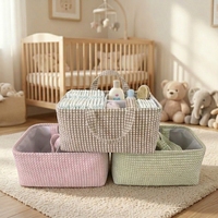 Organisateur de couches pour bébé avec poignée - Panier de rangement pour le change, panier portable pour la crèche, organisateur de couches pour voiture, cadeau pour bébé