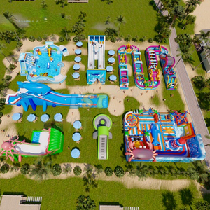Parc aquatique terrestre de nouvelle conception Fun City Solution unique Parc d'attractions gonflable Parc aquatique terrestre avec piscine à toboggans - Product Image 1