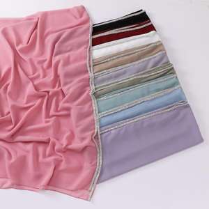 Haute Qualité Perle Broderie Fleur Dentelle Mousseline de Soie en gros designers hijab dame écharpe plaine carré musulman été a - Product Image 4