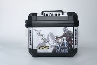 Boîte de rangement rigide en PP de 45 L avec loquet métallique et graphisme de route de moto