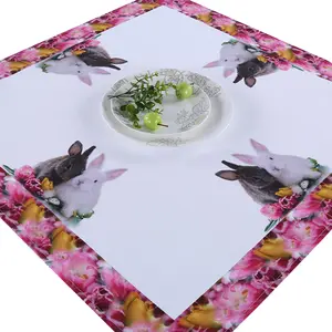 3D Standard Table Cloth Size with Rabbit for Easter Holiday Promotional table cloth