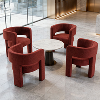 Fauteuil en tissu velours rouge en forme de U, mobilier commercial moderne, chaise sculpturale pour hall d'hôtel, réception commerciale