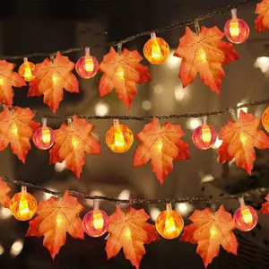 发光二极管枫叶灯串圣诞万圣节电池灯条室内背景装饰枫叶彩灯
