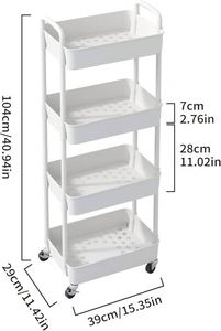 Wheeled 5-layer <b>Folding</b> Detachable Design Plastic Trolley Modern High Precision Toilet Storage Rack Living Room Mobile Snack - Product Image 2
