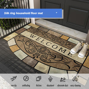 Paillasson demi-cercle de style européen transfrontalier avec motif médaillon, antidérapant pour entrée de maison, en fibre de polyester - Product Image 2