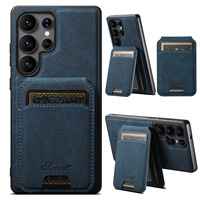 Étui de téléphone magnétique en cuir avec fente pour cartes, vente chaude, pour Samsung Galaxy S24 S23 22 Ultra, étui de téléphone en cuir artificiel