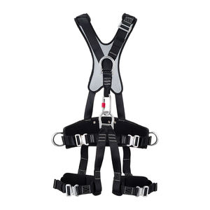ブラックフルボディ5点ハーネス登山用緊急救助懸垂下降装置落下防止安全ロープセット - Product Image 1