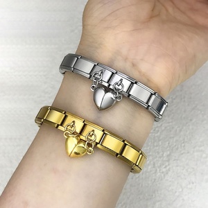 สร้อยข้อมือสแตนเลสสตีลรูปหัวใจคู่แบบแม่เหล็ก DIY พร้อมอุปกรณ์เย็บปักถักร้อยฟรี - Product Image 3