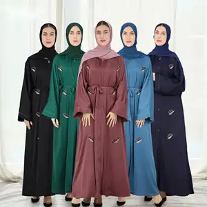 Setelan Abaya Arab Dubai 2 potong wanita, Set mantel abaya dengan baju dalam untuk wanita Muslim pakaian Timur Tengah 2 potong