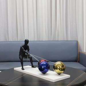 客厅卧室入口现代简约抽象球型雕塑树脂摆件 - Product Image 2