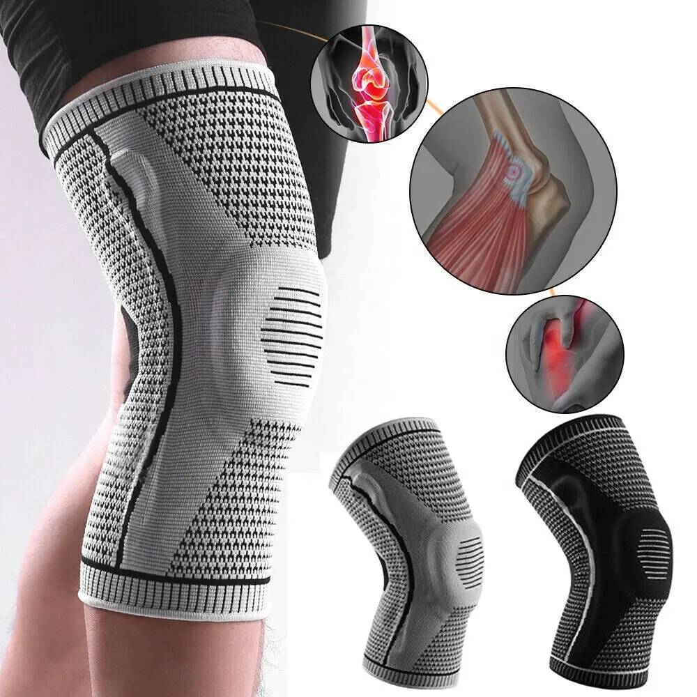 Supporto per ginocchio stabilizzatore per anello in Gel per allenamento sportivo personalizzato tutore per ginocchio a compressione con cerniera per ginocchio a maglia per artrite da strappo del menisco