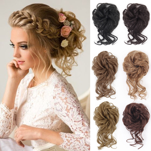 Chignon en cheveux synthétiques Chignon Messy Curly Hair Band Elastic Scrunchy Hairpieces Chignon Donut Updo Hair Pieces for Womens - Product Image 2